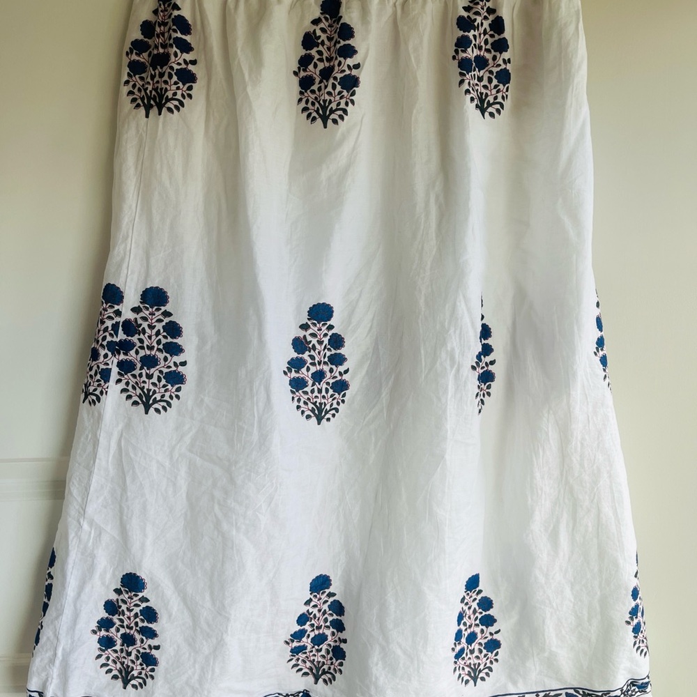 Natura White and Blue A-Line Skirt